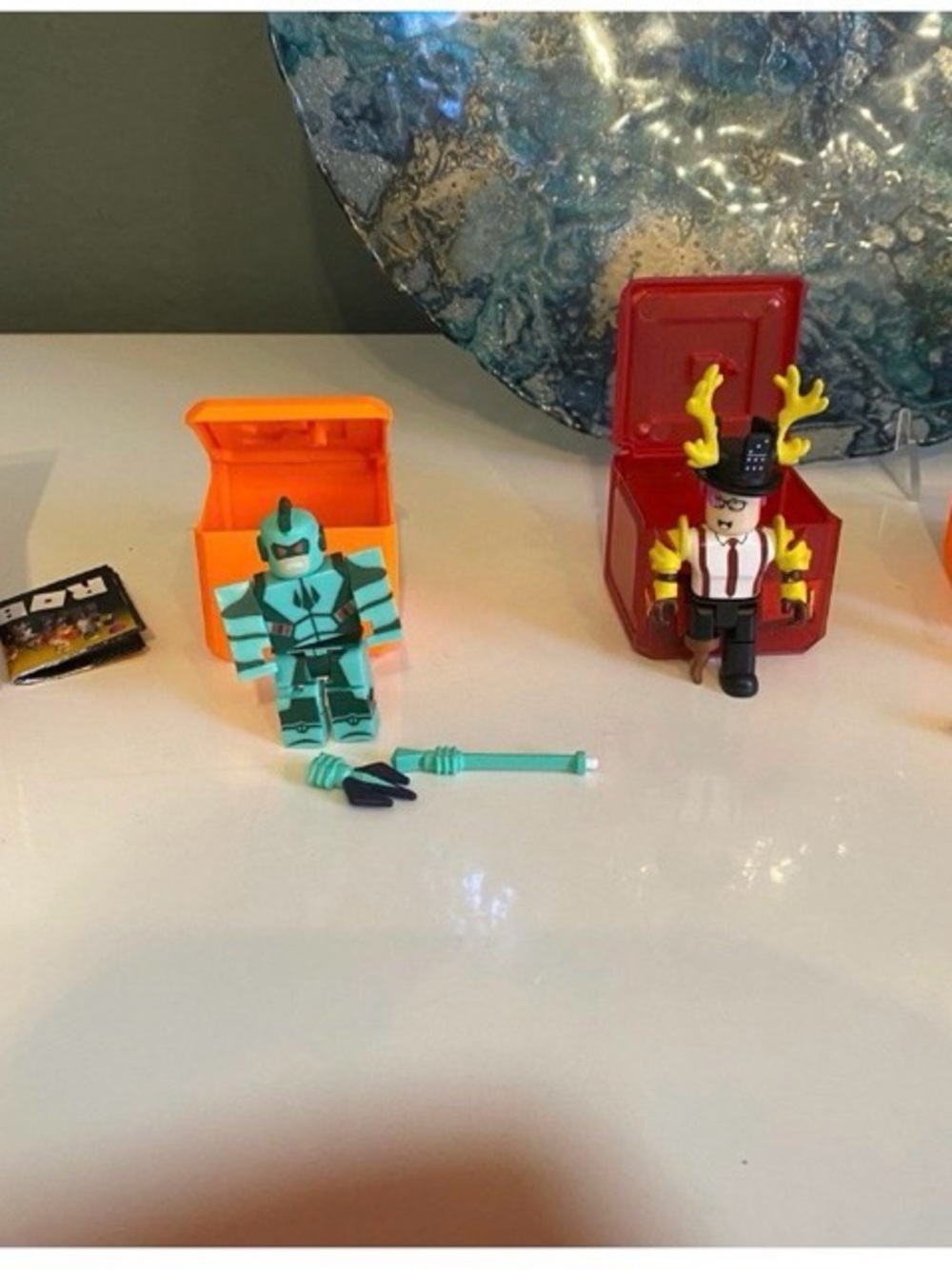 Hasbro Action Figures Set with Orange Cases - Teal and Red Figures